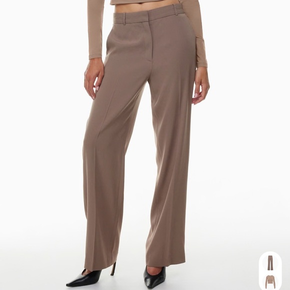 Babaton Pants - Aritzia Agency Pant Mirror crepe Deep taupe